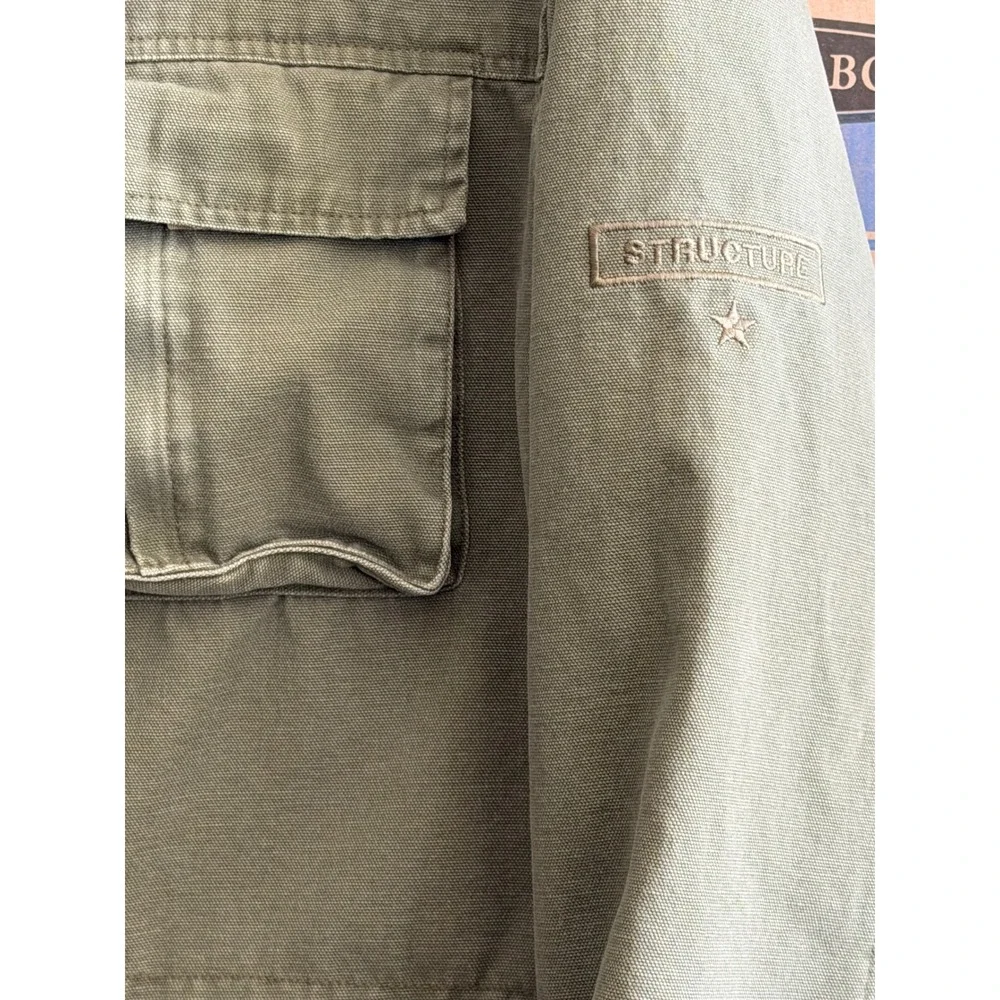 Vintage Structure Olive Green Utility Field Jacket Military Workwear Coat Mens M